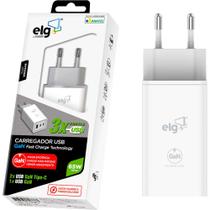 Carregador USB W65GAN 3 Saídas 3A ELG