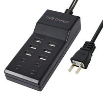 Carregador USB Wyssay 50W de 10 portas (6 USB-A e 4 USB-C) preto