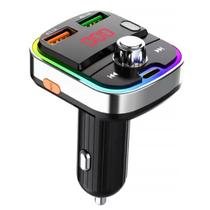 Carregador Veicular 18W Transmissor Bluetooth 2 USB 1 PD Tipo C Entrada para Cartão SD Pen Drive Transforme seu radio em um radio Bluetooth