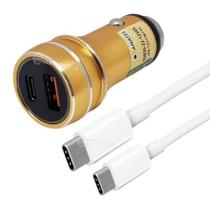 Carregador Veicular 2 entradas USB 3.4A + Cabo tipo C