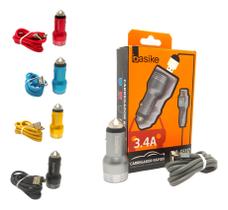 Carregador Veicular 2 Portas Usb 3.4a Cabo V8 CAR-G5137-V8