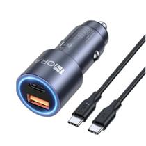 Carregador Veicular 2 Portas Usb C e Usb 18w C/ Cabo Usb C