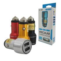 Carregador Veicular 3.4a Dual Usb Com Cabo Lightning Ios Preto