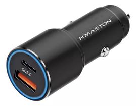 Carregador Veicular 45w Turbo Usb/usb-c Carga Ultra Rápida Cor Preto - Francesca Soluções