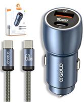 Carregador Veicular 60w Turbo Porta Dupla + Cabo Tipo C Tipo C A'gold CJ13-3