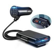 Carregador Veicular Automotivo Universal Turbo com 4 Portas USB 2 Portas USB para os Bancos da Frente e Duas Portas USB para o Banco de Trás