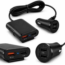 Carregador Veicular Automotivo Universal Turbo com 4 Portas USB 2 Portas USB para os passageiros da Frente e Duas Portas USB para os de Trás