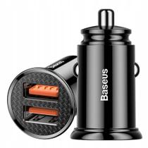 Carregador Veicular Baseus Mini Dual USB Qc3.0 30w Max Com Luz