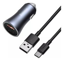 Carregador Veicular Baseus Turbo 40w Usb + Tipo C + Cabo 1m