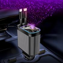 Carregador Veicular BERTHALESS 4 em 1 USB-C USB-A Retrátil Carregador Veicular BERTHALESS 4 em 1 USB-C USB-A Retrátil