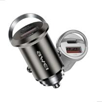 Carregador Veicular C708 45W USBA e TypeC PD Quick Charge Preto