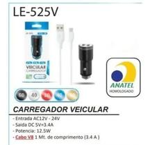 Carregador Veicular Cabo V8 Turbo 3.4A LE-525V - LELONG