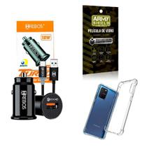 Carregador Veicular + Capinha Samsung S10 Lite + Película 3D