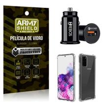 Carregador Veicular Com Capa Samsung S20 Plus E Película 3D - Armyshield