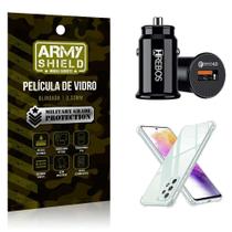 Carregador Veicular Com Capinha Samsung A73 E Película 3D - Armyshield