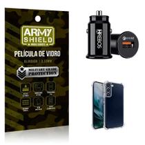 Carregador Veicular Com Capinha Samsung S23 E Película 3D - Armyshield