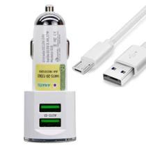 Carregador Veicular de Carro Duplo USB Kaidi Com Cabo Micro USB V8 turbo