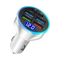 Carregador Veicular Dual PD USB QC3.0 66W Com 6 Portas Adaptador De Isqueiro 12-32V Com Display De Carregador Veicular Dual PD USB QC3.0 66W Com 6 Portas Adaptador De Isqueiro 12-32V Com Display De