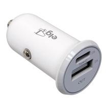 Carregador Veicular ELG CC2STC USB/USB-C/2 Portas 2.1A/ 5V Branco
