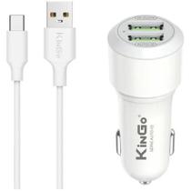 Carregador Veicular Kingo Tipo C Com Duas Entradas USB