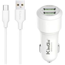 Carregador Veicular Kingo Tipo C Com Duas Entradas USB