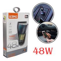 Carregador Veicular Metal Turbo 48w 2 Portas Usb Tipo C Prata