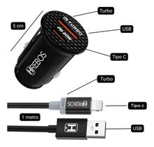 Carregador Veicular Power Turbo Tipo C Hrebos HS-352C Carregador Veicular Power Turbo Tipo C Hrebos HS-352C