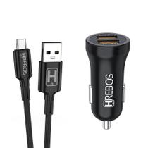 Carregador Veicular Tipo C Com Duas Entradas USB 3.1A Hrebos HS-182C