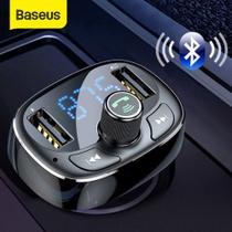 Carregador Veicular Tipo T Baseus 2 USB Transmissor FM Bluetooth MP3 Pendrive Rádio Cartão Memória