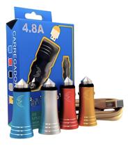 Carregador Veicular Turbo 02 Portas Usb Cabo Tipo-c AL-2106D