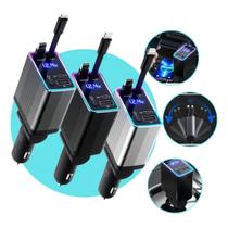 Carregador Veicular Turbo 120w 4 Em 1 Cabo Lightning Tipo C Carregador Veicular Turbo 120w 4 Em 1 Cabo Lightning Tipo C