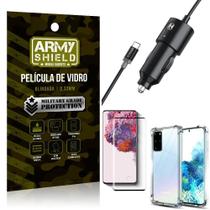 Carregador Veicular Turbo 4.0 Tipo C Galaxy S20 Plus + Capa Anti Impacto + Película Vidro 3D