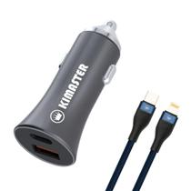 Carregador Veicular Turbo 40w Max Usb + Pd + Cabo Lighting