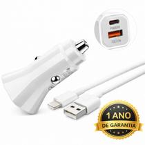 Carregador Veicular Turbo Carregamento Rápido USB E USBC com Cabo Carregador Original Inova