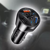 Carregador Veicular Turbo Carro Universal 3 portas USB Quick Charger 3.0 55W Preto