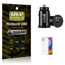 Carregador Veicular Turbo Com Capa Samsung M62 E Película 3D - Armyshield