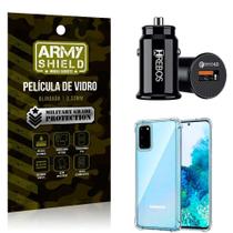 Carregador Veicular Turbo Com Capa Samsung S20 E Película 3D - Armyshield