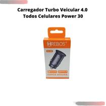Carregador Veicular Turbo P/Carro e Caminhão 4.0 Use USB V8,tipo C, Carga Alta Eficiência SP - Hrebos