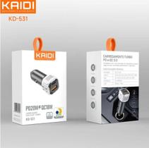 Carregador Veicular Turbo Pd20w Qc18w Kaidi Kd531 2 Portas Carregador Veicular Turbo Pd20w Qc18w Kaidi Kd531 2 Portas