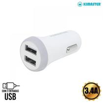 Carregador Veicular Universal 2 USB 3.4A Premium CV205 branco Kimaster