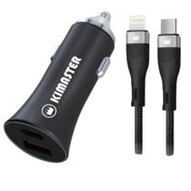 Carregador Veicular USB C e USB com cabo para Lightning PD QC 40W CV209CL Kimaster Carregador Veicular USB C e USB com cabo para Lightning PD QC 40W CV209CL Kimaster