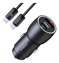Carregador Veicular Usb Tipo C 60W Super Rapido 12v 24v + Cabo Tipo C CJ13-3 Agold