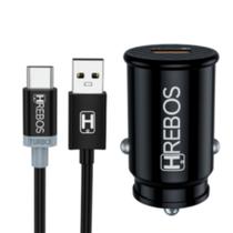 Carregador Veicular Usb Turbo completo Hrebos Compatível Com Samsung Tipo C
