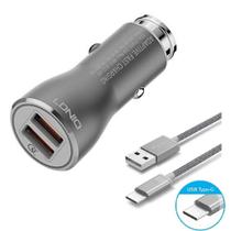 Carregador Veicular Usb Turbo Qualcomm 3.0 Com Cabo Type C - C407q