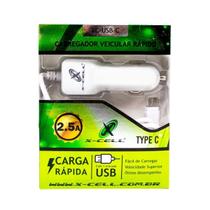 Carregador Veicular X-Cell Ultra Rapido Usb 2.5A Com Cabo V8