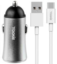 Carregador Veicular Yookie PC1 Dual 12W USB-C - Prata