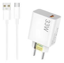 Carregador Xiaomi 33W + Cabo USB-C Carregamento Super Rápido Carregador Xiaomi 33W + Cabo USB-C Carregamento Super Rápido