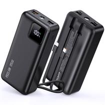 Carregamento rápido Power Bank com cabos embutidos, display LED, carregador portátil de 50000 mAh, bateria de entrada e saída USB C de 2,5 W, bateria externa de grande capacidade, carregador de telefone para iPhone, Samsung, iPad, camping, etc.