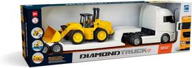 Carreta Caminhão Branco Diamond Truck c/ Trator Carregadeira Roma