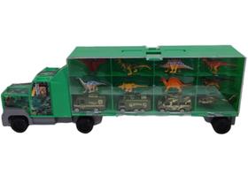 Carreta Dino Cart Com Carrinhos Dinossauros E Helicoptero 7401 - Braskit